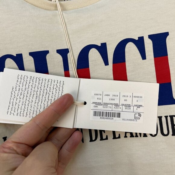 NWT Gucci Kids T-Shirt With Logo Prnt In Cream Size 4 - Picture 6 of 9